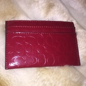 Coach card holder patten leather